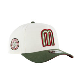 New Era 9Forty Mexico Adjustable A-Frame Snapback Hat Chrome White New Olive