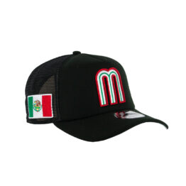 New Era 9Forty Mexico Mesh Trucker Adjustable A-Frame Snapback Hat Black