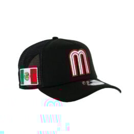 New Era 9Forty Mexico Mesh Trucker Adjustable A-Frame Snapback Hat Black