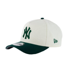 New Era 9Forty New York Yankees Adjustable A-Frame Snapback Hat Chrome White Dark Green