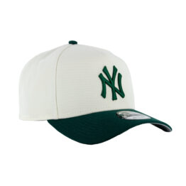 New Era 9Forty New York Yankees Adjustable A-Frame Snapback Hat Chrome White Dark Green