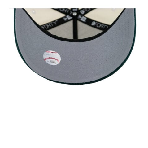 New Era 9Forty New York Yankees Adjustable A-Frame Snapback Hat Chrome White Dark Green - Image 5