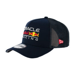 New Era 9Forty Red Bull Oracle Formula 1 Racing Checo Mesh Trucker Adjustable A-Frame Snapback Hat Dark Navy Blue