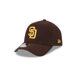 New Era 9Forty San Diego Padres A-Frame Adjustable Snapback Hat Burnt Wood Brown Gold