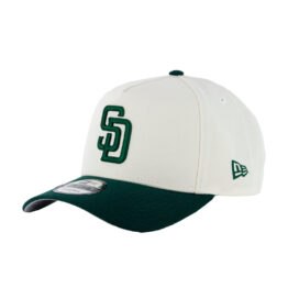 New Era 9Forty San Diego Padres Adjustable A-Frame Snapback Hat Chrome White Dark Green
