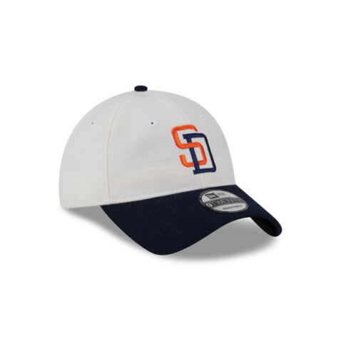 New Era 9Twenty San Diego Padres Leather Strap Adjustable Strapback Hat White Black - Image 3