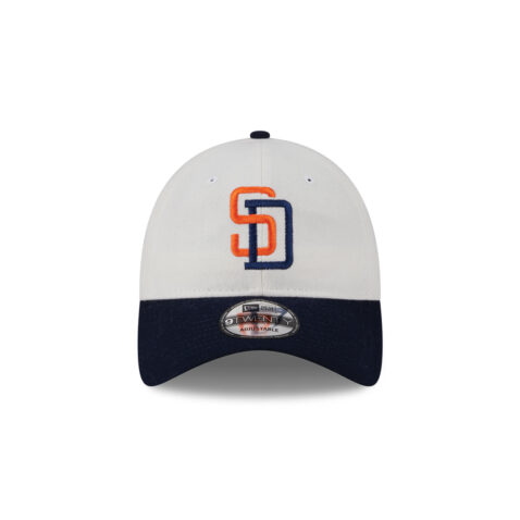 New Era 9Twenty San Diego Padres Leather Strap Adjustable Strapback Hat White Black - Image 4