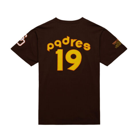 Mitchell & Ness San Diego Padres MLB Legends Tony Gwynn Photo Real Vintage Logo T-Shirt Brown