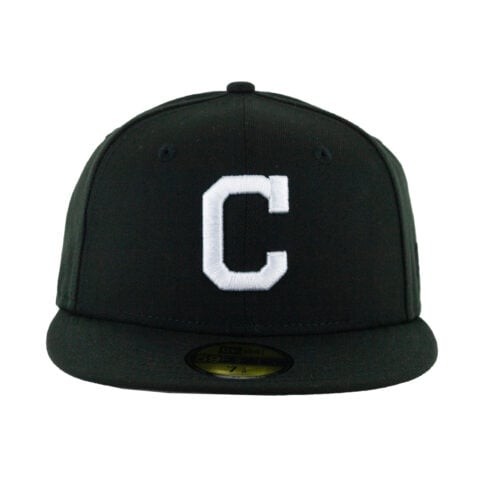 New Era 59Fifty Cleveland Indians "C" Fitted Hat Black White - Image 3
