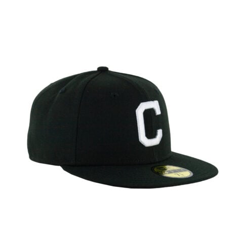 New Era 59Fifty Cleveland Indians "C" Fitted Hat Black White - Image 2