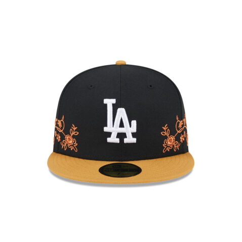 New Era 59Fifty Los Angeles Dodgers Floral Vine Fitted Hat Black - Image 3