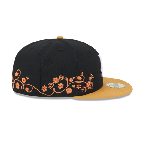 New Era 59Fifty Los Angeles Dodgers Floral Vine Fitted Hat Black - Image 5
