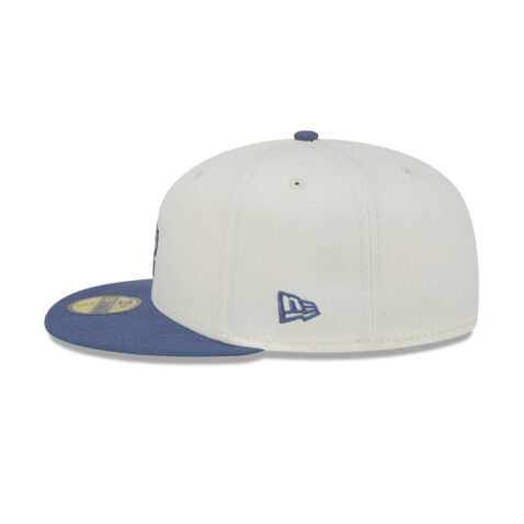 New Era 59Fifty Los Angeles Dodgers Wavy Chainstitch Fitted Hat Chrome White Blue - Image 2