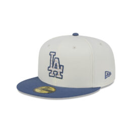 New Era 59Fifty Los Angeles Dodgers Wavy Chainstitch Fitted Hat Chrome White Blue