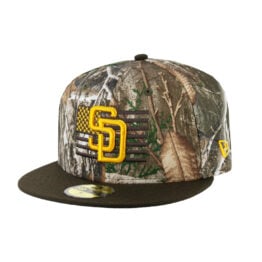 New Era 59Fifty San Diego Padres Patriot Games Fitted Hat Realtree Camouflage Brown Gold