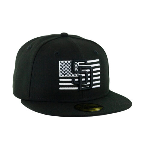 New Era 59Fifty San Diego Padres Stars and Stripes Flag Fitted Hat Black White New Era 59Fifty San Diego Padres Stars and Stripes Flag Fitted Hat Black White