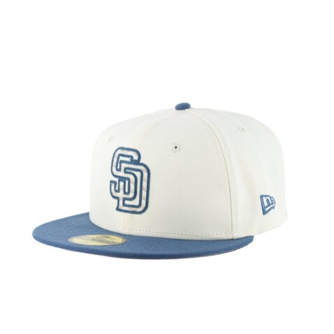 New Era 59Fifty San Diego Padres Wavy Chainstitch Fitted Hat Chrome White Blue