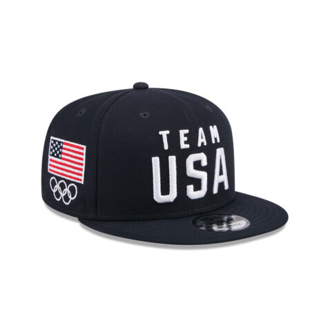 New Era 9Fifty Official 2024 Olympic Games Team USA Sided Adjustable Snapback Hat Red White and Blue - Image 4