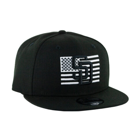 New Era 9Fifty San Diego Padres Stars and Stripes Snapback Hat Black White - Image 2