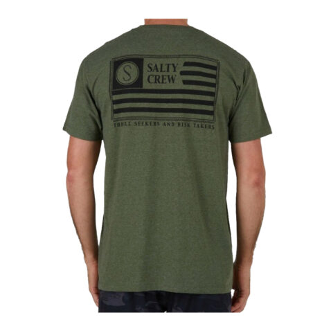 Salty Crew Freedom Flag Short Sleeve T-Shirt Forest Heather Green