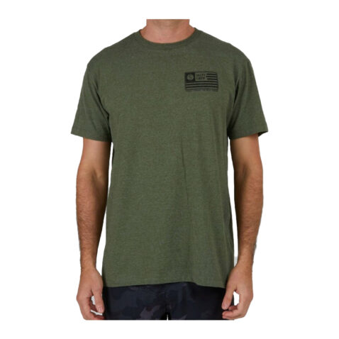 Salty Crew Freedom Flag Short Sleeve T-Shirt Forest Heather Green