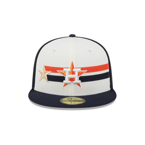New Era 59Fifty Houston Astros Official 2024 All-Star Game Workout Fitted Hat Chrome White Dark Navy Blue - Image 2