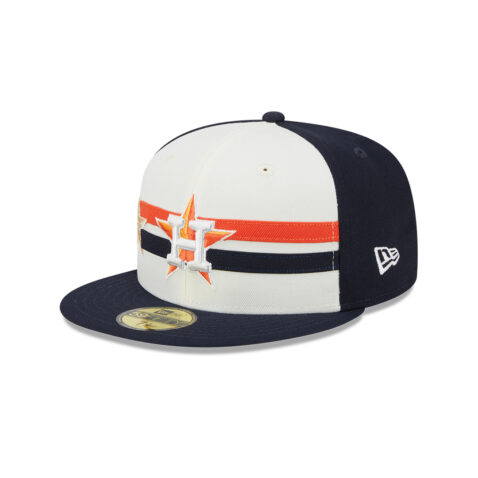 New Era 59Fifty Houston Astros Official 2024 All-Star Game Workout Fitted Hat Chrome White Dark Navy Blue