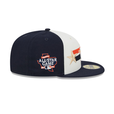 New Era 59Fifty Houston Astros Official 2024 All-Star Game Workout Fitted Hat Chrome White Dark Navy Blue - Image 4