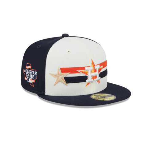 New Era 59Fifty Houston Astros Official 2024 All-Star Game Workout Fitted Hat Chrome White Dark Navy Blue - Image 3