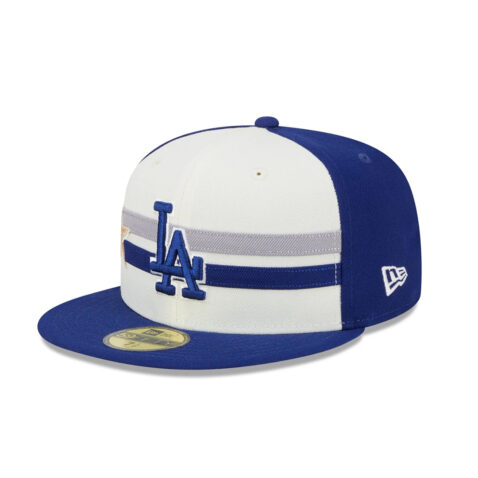 New Era 59Fifty Los Angeles Dodgers Official 2024 All-Star Game Workout Fitted Hat Chrome White Royal Blue