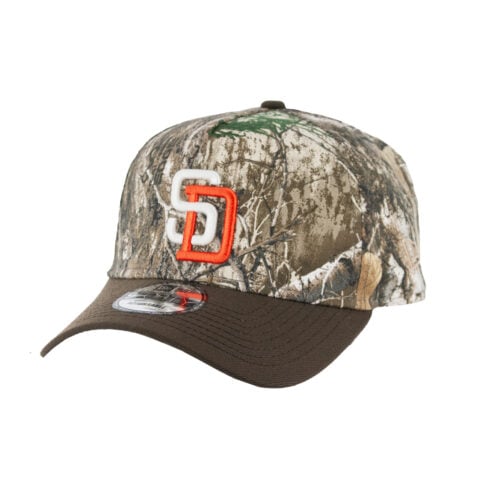 New Era 9Forty San Diego Padres Gwynn A-Frame Snapback Hat Realtree Camouflage White Orange Brown