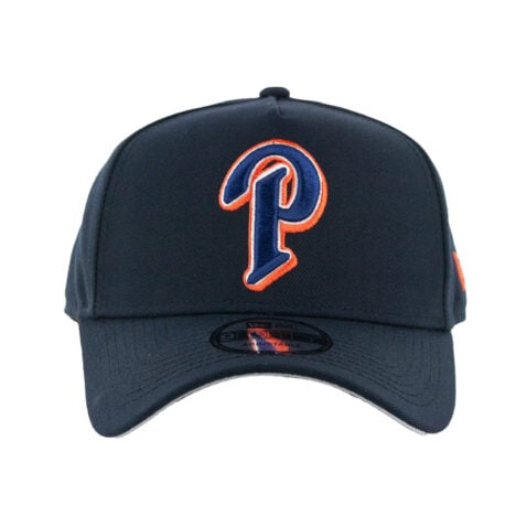 New Era 9Forty San Diego Padres Ligature Redux 1998 Gwynn P Logo A-Frame Snapback Hat Dark Navy White Orange - Image 2