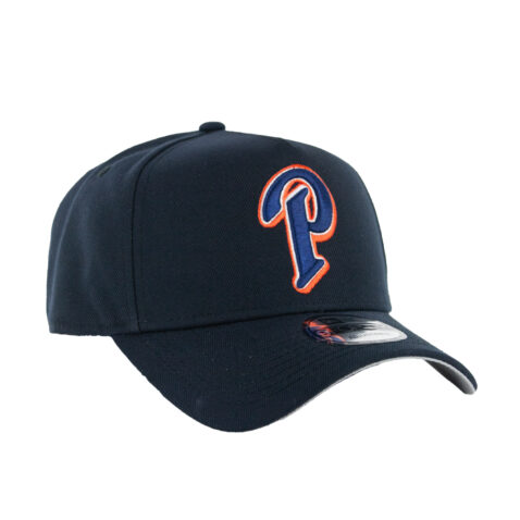 New Era 9Forty San Diego Padres Ligature Redux 1998 Gwynn P Logo A-Frame Snapback Hat Dark Navy White Orange - Image 3