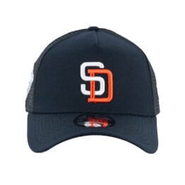 New Era 9Forty San Diego Padres Tony Gwynn A-Frame Mesh Trucker Snapback Hat Dark Navy White Orange