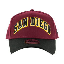 New Era 9Forty San Diego Padres Word Arch Logo A-Frame Snapback Hat Cardinal Red Black Gold