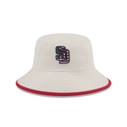 New Era San Diego Padres July 4th 2024 Official Bucket Hat Stone Red Blue