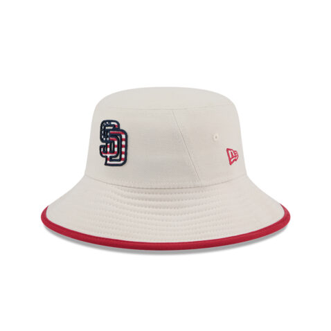 New Era San Diego Padres July 4th 2024 Official Bucket Hat Stone Red Blue New Era San Diego Padres July 4th 2024 Official Bucket Hat Stone Red Blue