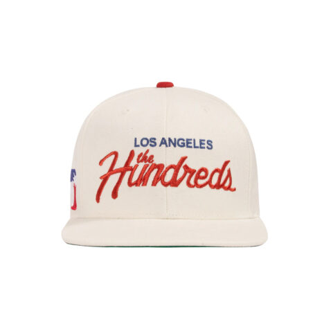 The Hundreds Forever Team Adjustable Snapback Hat Off White Red - Image 2