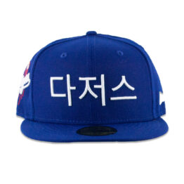 New Era 59Fifty Los Angeles Dodgers Hangul Fitted Hat Dark Royal Blue White