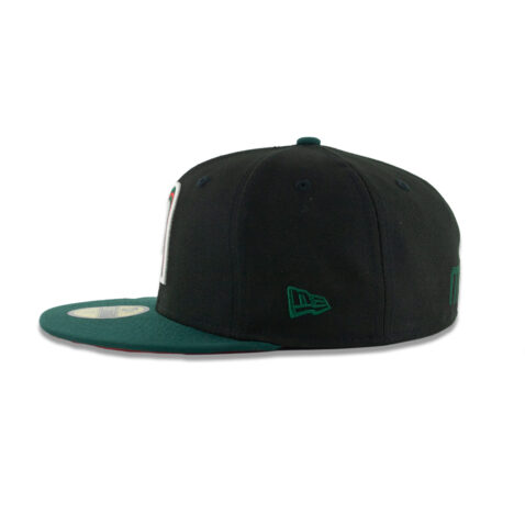 New Era 59Fifty Mexico Baseball Two Tone Fitted Hat Black Red Dark Green - Image 4