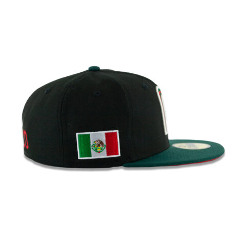 New Era 59Fifty Mexico Baseball Two Tone Fitted Hat Black Red Dark Green - Image 6