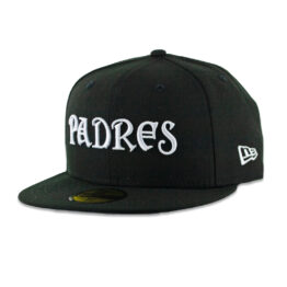 New Era 59Fifty San Diego Padres Conquistador Script Fitted Hat Black White