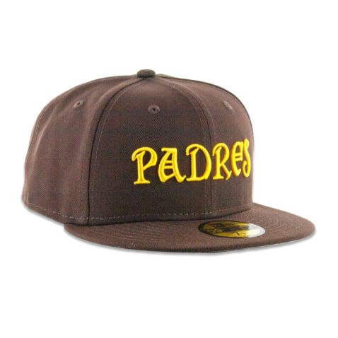 New Era 59Fifty San Diego Padres Conquistador Script Fitted Hat Burnt Wood Brown Gold - Image 3