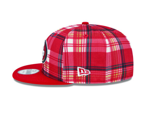 New Era 9Fifty San Francisco 49ers Sideline Statement Snapback Hat Red Plaid - Image 4