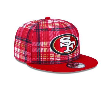 New Era 9Fifty San Francisco 49ers Sideline Statement Snapback Hat Red Plaid - Image 3