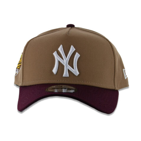 New Era 9Forty New York Yankees Two Tone A-Frame Snapback Hat Khaki White Maroon - Image 2