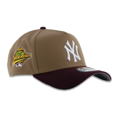 New Era 9Forty New York Yankees Two Tone A-Frame Snapback Hat Khaki White Maroon - Image 3