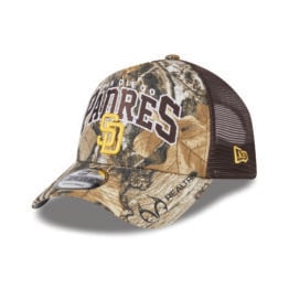 New Era 9Forty San Diego Padres A-Frame Snapback Hat Realtree Camo Brown Gold