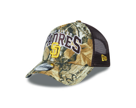 New Era 9Forty San Diego Padres A-Frame Snapback Hat Realtree Camo Brown Gold