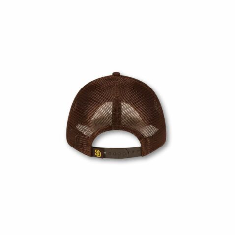 New Era 9Forty San Diego Padres Trucker Snapback Hat Burnt Wood Brown Gold - Image 4